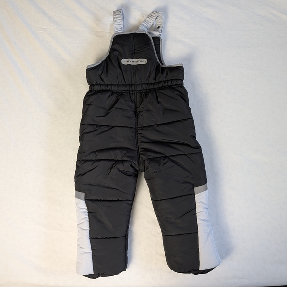 Zara 2T NWOT Snow Pants Suspenders Black Silver Unisex Fleece Lined Zip Elastic - Picture 4 of 8